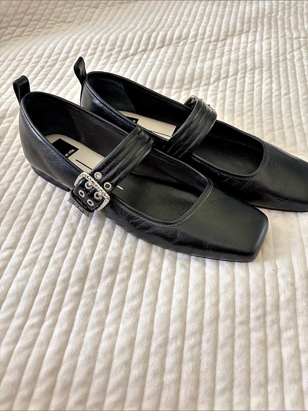 Dolce Vita Black Buckle Strap Flats